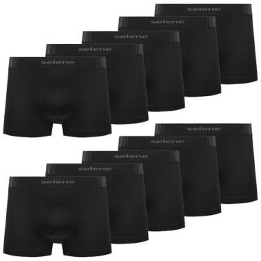 Imagem de Kit 10 Cueca Boxer Infantil Selene Anatômica Sem Costura - GG, Preto, 