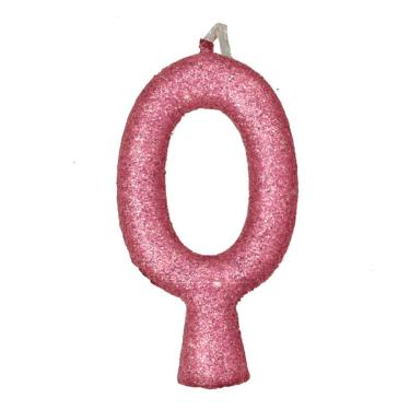 Imagem de Vela de Aniversário Puro Glitter Parafina 8cm Rosa Festcolor