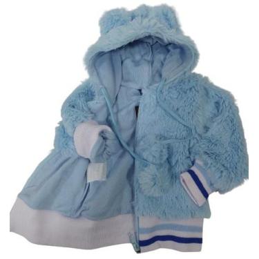 Imagem de Casaco Luxo Pelo Bebê Menina Inverno Lessa Kids Ref 8320, Azul, P ( 3 