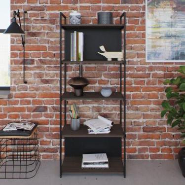 Imagem de Estante com 5 Prateleiras 152x60x33cm com Fundo Yon Marrom/Terracota/P
