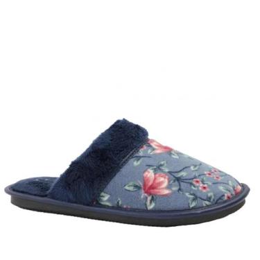Imagem de Pantufa Feminina Leffa Veludo 763, 36, Marinho estampado