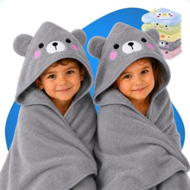 Imagem de Kit 2 Toalha D Bebe Infantil Macia Capuz Orelhinha Divertida - Hxt, Ci