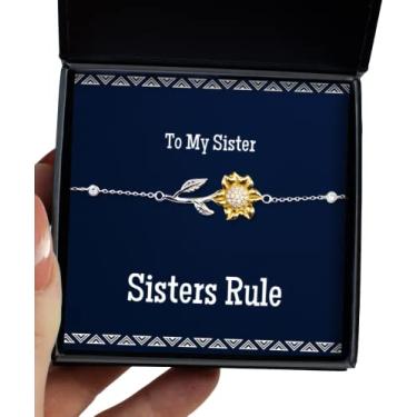 Imagem de SpreadPassion Presentes de irmã mordida, irmãs Rule, linda pulseira de girassol para irmã mais velha
