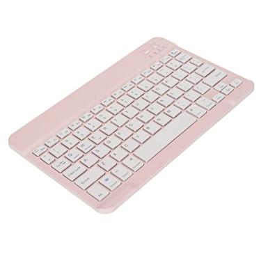 Imagem de Teclado sem fio, função de tela de bloqueio de bateria portátil pequena e longa duração Teclado do PC Compatibilidade ampla para tablet para PC(cor de rosa)