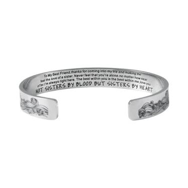 Imagem de KEAIDO Bracelete da amizade, pulseira de melhor amiga, melhor amiga, melhor amiga, BFF, bracelete, pulseira, boho, joia de prata, acessório de volta às aulas, com mensagem inspiradora