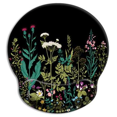 Imagem de Mouse pad ergonômico com gel de suporte de pulso [30% maior], iDonzon linda almofada macia para descanso de pulso com base de borracha antiderrapante, fácil digitação e alívio da dor – flores de jardim