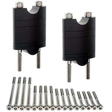 Imagem de APE RACING Elevadores de guidão de alumínio tarugo altura ajustável com parafusos M8 niquelados grau 12,9 para barras de 7/8 22 mm Motocicleta ATV Dirt Bike Quad ADV (7/8", preto)