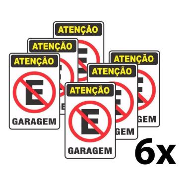 Imagem de Placa Pvc Proibido Estacionar Garagem Auto-Adesiva 6 Uni