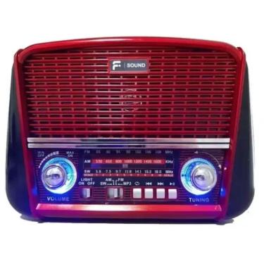 Imagem de Rádio portátil retrô am fm fs1361 F-Sound Vermelho