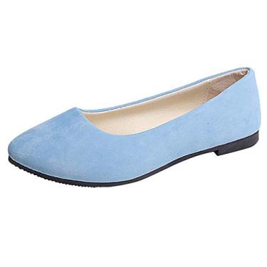 Imagem de Sandálias femininas femininas femininas tamanho grande sem cadarço raso conforto casual sapatos únicos criança menina tamanho 6, Azul claro, 10.5