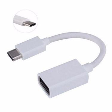 Imagem de Cabo OTG branco tipo c type c pendrive usb fêmea