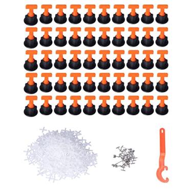 Imagem de Kit de de nivelamento de azulejos 50 peças reutilizáveis sistemas de nivelamento de azulejos pisos, paredes ferramentas de construção com chave inglesa para piso