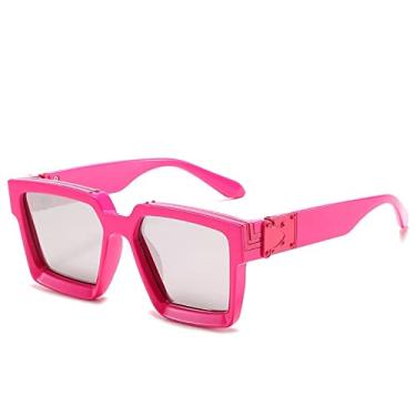 Imagem de Óculos de sol masculinos e femininos Steampunk Óculos de Sol Masculino de Luxo Designer Retro Trend Óculos de Sol Feminino Quadrado Anti-reflexo Óculos de Condução Masculino, C12 Vermelho Prata Espelho, Outros