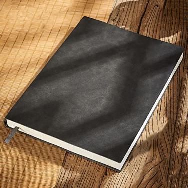 Imagem de A4/B5/A5 grande diário de negócios couro caderno de escritório agenda agenda página de linha do diário engrossado bloco de notas 260 folhas, preto, A5