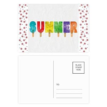 Imagem de Cartão postal para celebração de flores natalinas de Natal de picolés com palavras de verão em inglês