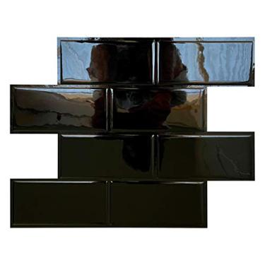 Imagem de Pastilha Adesiva Resinada Metro, Preto/Rejunte Preto, Cromo Sign, 38,5x29,5x0,2