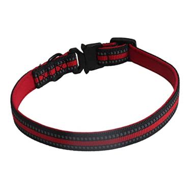 Imagem de gazechimp Coleira refletiva para cães, coleira de nylon respirável macia para gatos de estimação ajustável para cães pequenos médios grandes extragrandes, VERMELHO