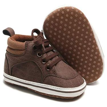 Imagem de Mybbay Tênis de lona com sola macia para bebês e meninas, cano alto, cano alto, bota para bebês, recém-nascido, pré-caminhada, primeiro bebê, 02 Brown, 3-6 Months Infant