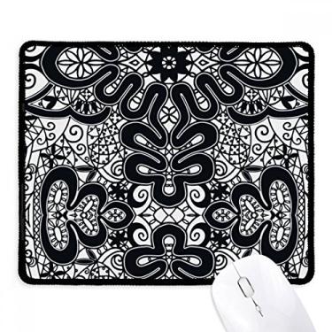 Imagem de Mousepad europeu preto e branco, estilo rococo, borda costurada, tapete de borracha para jogos