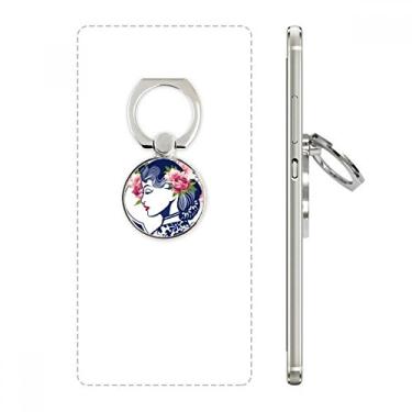 Imagem de Suporte de anel de telefone de beleza rosa da cultura chinesa com laço ajustável