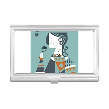 Imagem de Porta-cartão de visita com ilustração de cartas de baralho com padrão Q