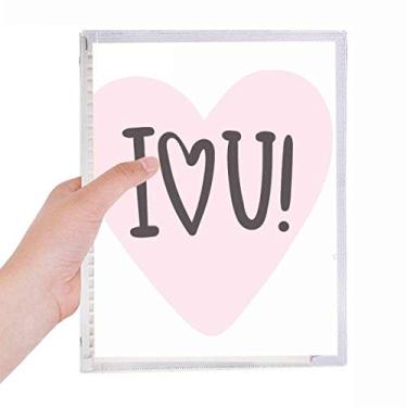Imagem de Caderno estilo rosa com citação "I Love You", diário de folhas soltas, recarregável, papelaria