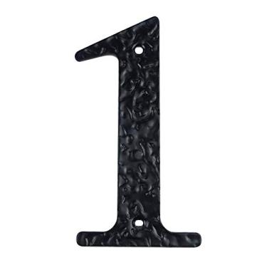 Imagem de Número de placa de casa flutuante 3D de 12,7 cm, placa de aço carbono, números de endereço residencial para placa digital externa 0-9 preta, montagem com parafuso, durável antiferrugem