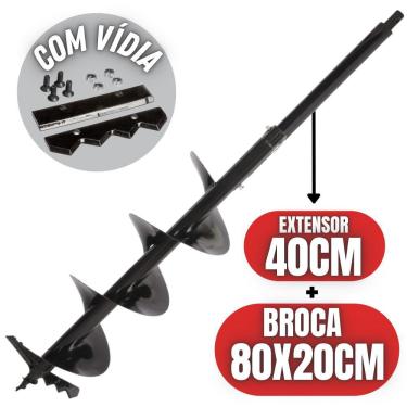 Imagem de Broca Perfurador de Solo Com Alongador 40cm Para Perfuração de Até 1,40m Encaixe de 20m...