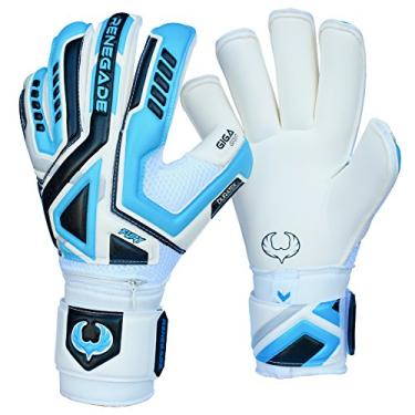 Imagem de Renegade GK Luvas de goleiro Fury Sub-Z com proteção de dedo Pro-Tek | Punho Giga de 4 mm e Duratek de 4 mm | Luvas de goleiro de futebol brancas, azuis, prateadas e pretas (tamanho 11, adulto, corte