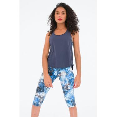 Imagem de Regata Feminina Fitness Azul Marinho Curta Ative