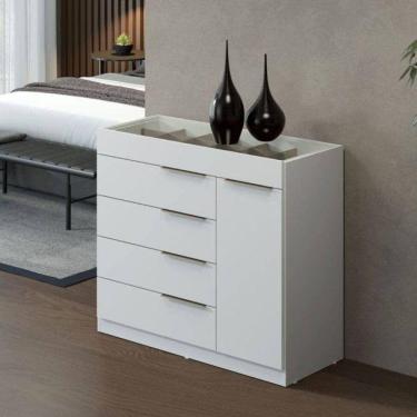 Imagem de Comoda Lume C/ Porta Joia 5 Gavetas Branca - Demartez