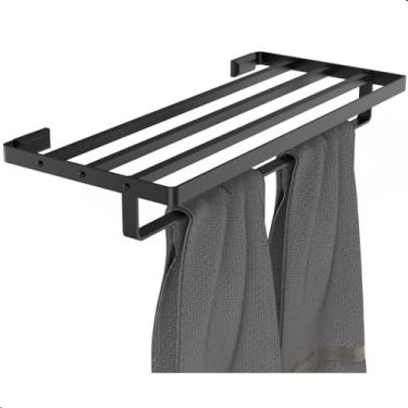 Imagem de Porta Toalhas de Banho Suporte Duplo Toalheiro Hotel Empire (Preto)