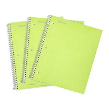 Imagem de Cadernos espirais duráveis Mintra Office – 1 assunto, 100 folhas, bolso de poliéster, capa resistente à umidade, traseira de papelão forte, para escola, escritório, negócios, (verde, pacote com 3 largos)