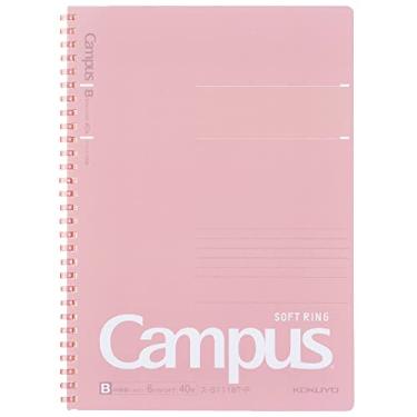 Imagem de KOKUYO Caderno forrado em espiral, caderno pastel de 25 x 18 cm, cadernos de anel macio campus B5 com pontos pautados de 6 mm, 40 folhas, caderno rosa para 1 assunto, anotações para a escola.