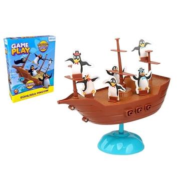 Imagem de Jogo de Equilíbrio Navio Pirata De Brinquedo Com Pinguins