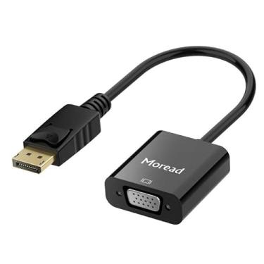 Imagem de Adaptador Moread DisplayPort (DP) para VGA, porta de exibição banhada a ouro para adaptador VGA (macho para fêmea) compatível com computador, desktop, laptop, PC, monitor, projetor, HDTV, Preto