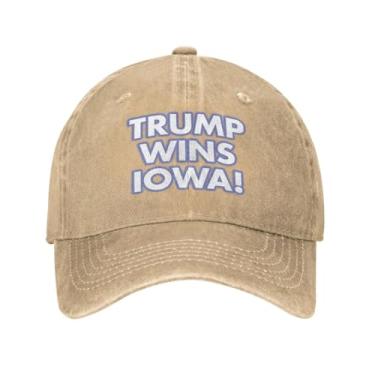 Imagem de Boné de beisebol clássico vintage Trump wins Iowa original boné estruturado lavado para mulheres boné de caminhoneiro ajustável unissex algodão, Cor da areia, G