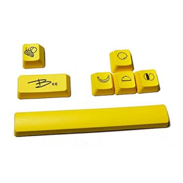 Imagem de 7 peças de teclas para jogos durável PBT 6.25U conjunto de teclas espaciais subbed para teclado mecânico azul amarelo inserir teclas