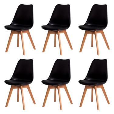 Imagem de Kit 6 X Cadeira Saarinen Leda Sked Lena Base Wood - Preto