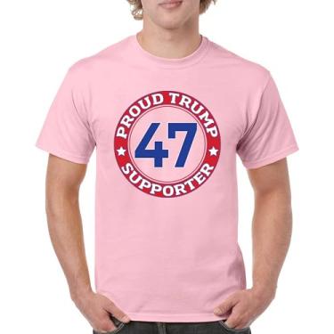 Imagem de Camiseta masculina Proud Donald Trump Supporter 47 MAGA President 2024 FJB America First Republican Lets Go Brandon, Rosa claro, XXG