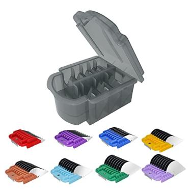 Imagem de Acessório de aço inoxidável animal conjunto de pente guia de 8 cores de 1/8 polegada a 1 polegada (3-25 mm), compatível com Andis, Oster A5, Wahl KM10 Series Clipper lâmina destacável (serve apenas