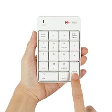 Imagem de M MC Saite Teclado numérico sem fio – com nano receptor, teclado numérico de 2,4 G 18 teclas para laptop, desktop, PC, Windows (branco)