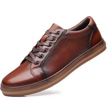 Imagem de Tênis fashion masculino casual com cadarço Oxford branco, Dark Brown-a, 10