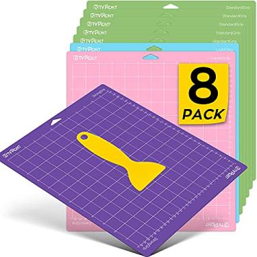 Imagem de HTVRONT Tapete de corte para Cricut, pacote com 8 tapetes de corte 30,5 x 30,5 cm (StandardGrip, LightGrip, StrongGrip, FabricGrip) para Cricut Explore Air 2/Air/One, adesivos variados acessórios de corte adesivos para Cricut