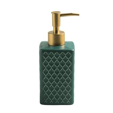 Imagem de Porta Sabonete Líquido Dispensador de sabão com bomba de plástico recarregável bomba de sabão líquido garrafa bomba de chuveiro loção Dispenser-12.7OZ/3Colors Banheiro(Color:Green)