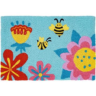 Imagem de Jellybean Tapete lavável com detalhes de flores, abelhas e joaninhas 50,8 cm x 76,2 cm