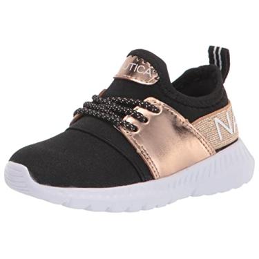Imagem de Nautica Missy Youth Girls Athletic Fashion Cross Trainer Lace Up Running Sneakers-Kappil Metallic-Rose Gold Black-3