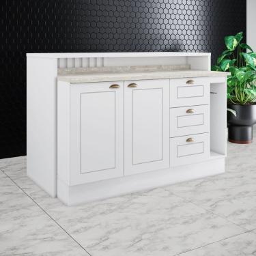 Imagem de Kit Ilha Gourmet 2 Portas 3 Gavetas com Tampo Branco