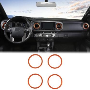 Imagem de Tampa de acabamento de anel de saída de ar condicionado para console central de carro compatível com Toyota Tacoma 2016-2023 painel lateral ar condicionado ventilação decorativa moldura acessórios de