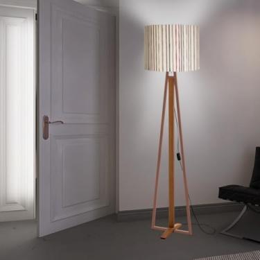 Imagem de Luminaria Abajur De Chao Cupula Pes De Madeira De Ferro Rose Luxo